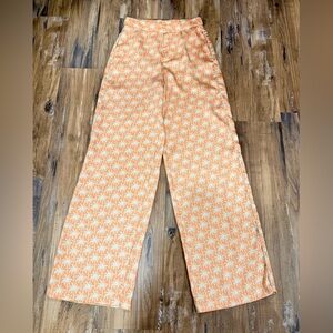 Zara Orange Leaf Pattern Pants